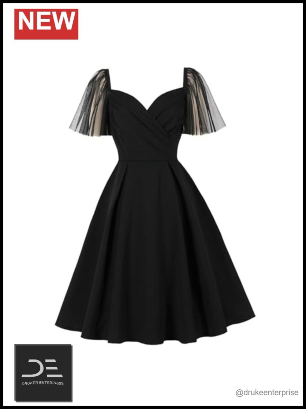 Wrap Sweetheart Neck Mesh Vintage Cocktail Dress